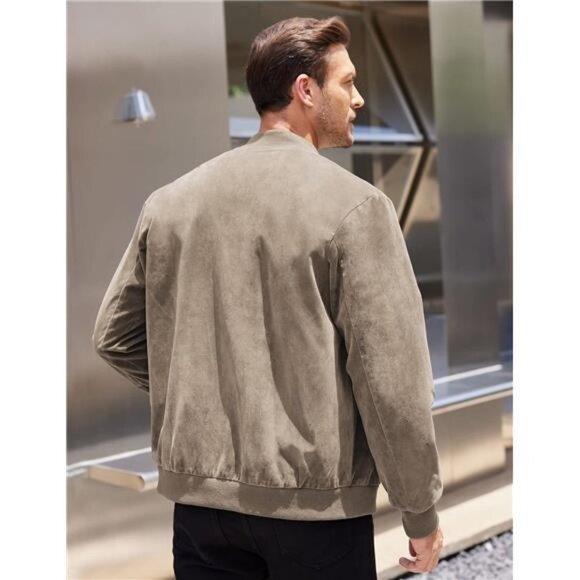 Men's Varsity Jacket Vintage Lightweight Suede Bomber Jackets - Picture 4 of 7